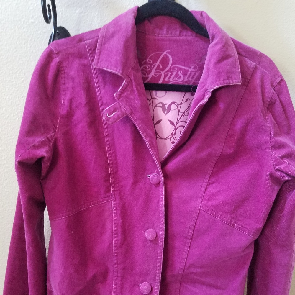 Structured three-button corduroy jacket, Rusty